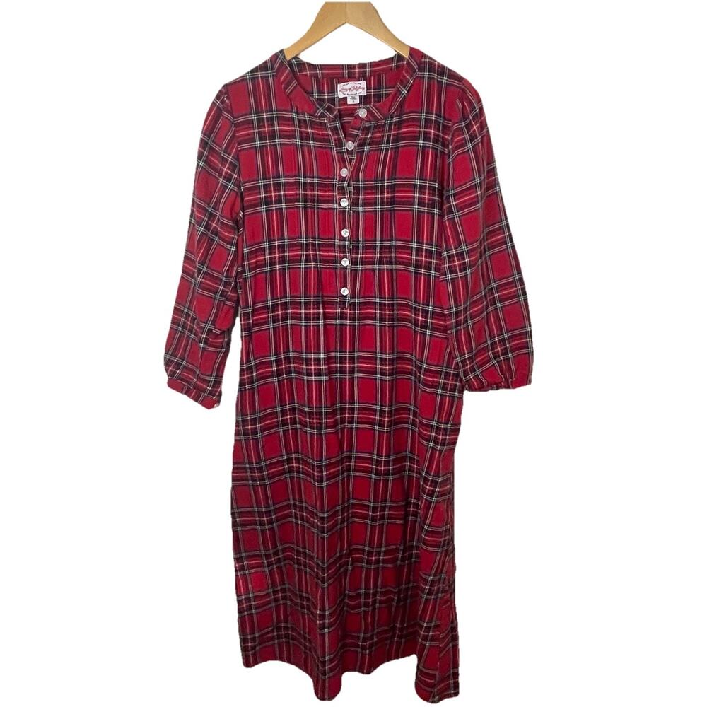 Lanz of Salsburg Red Tartan Plaid Nightgown Women Size Small 100% Cotton ~ 2021